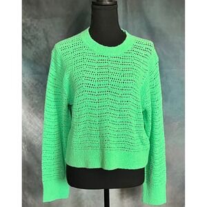 J. Crew Womens Crew Neck Long Sleeve Pointelle Knit Pullover Sweater Size Medium